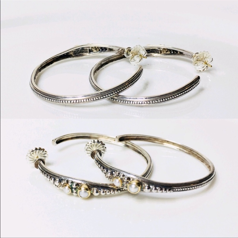 Konstantino Large Sterling 18k Pearl Hoop Earrings